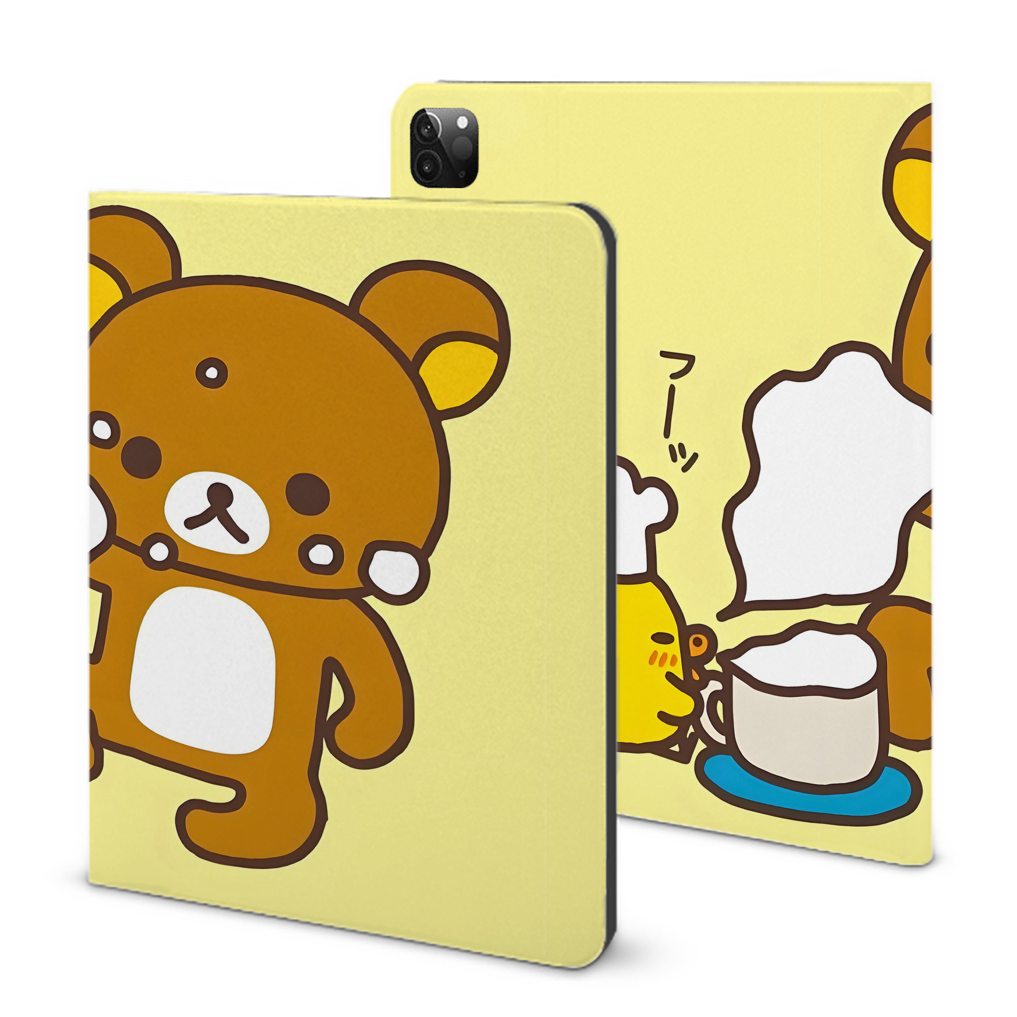 （画像用） リラックマ リラックマ キイロイトリ Rilakkuma Korilakkuma Kiiroitori IPadケース ペンホルダー付き ブックスタイルデザイン
